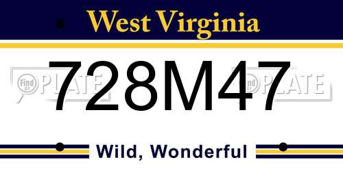728M47 West Virginia License Plate