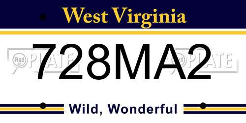 728MA2 West Virginia License Plate