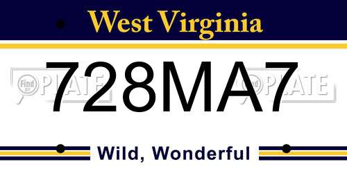728MA7 West Virginia License Plate