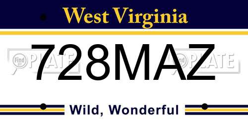 728MAZ West Virginia License Plate