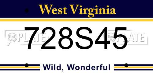 728S45 West Virginia License Plate