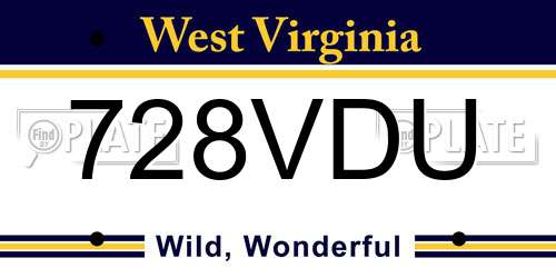 728VDU West Virginia License Plate