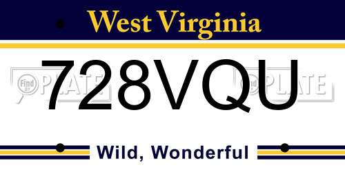 728VQU West Virginia License Plate