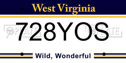 728YOS West Virginia License Plate