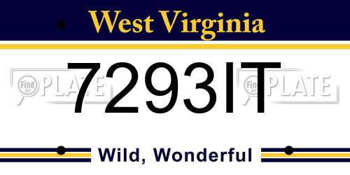 7293IT West Virginia License Plate