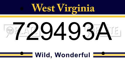 729493A West Virginia License Plate
