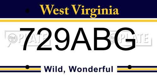 729ABG West Virginia License Plate