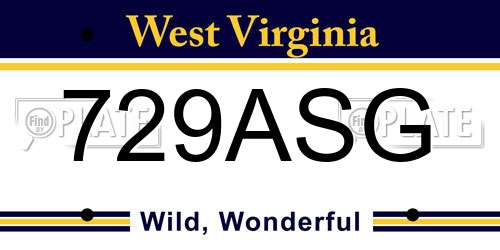729ASG West Virginia License Plate