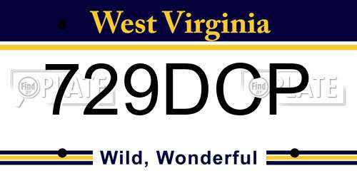 729DCP West Virginia License Plate