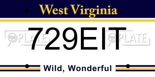 729EIT West Virginia License Plate