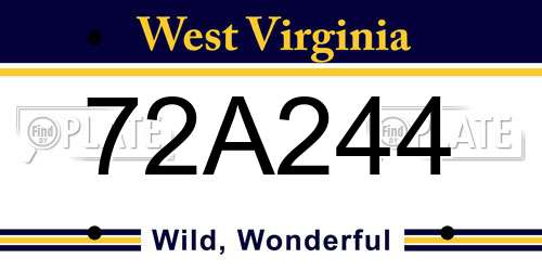 72A244 West Virginia License Plate
