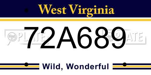 72A689 West Virginia License Plate
