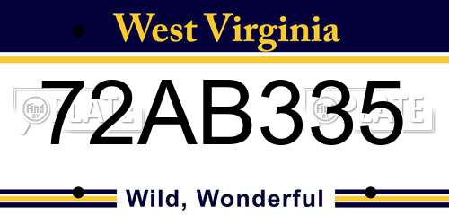 72AB335 West Virginia License Plate