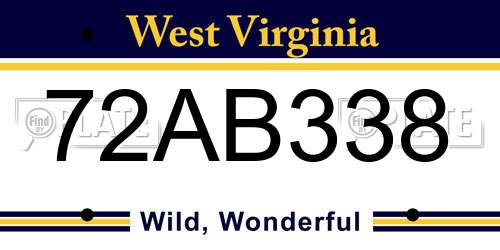72AB338 West Virginia License Plate