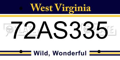 72AS335 West Virginia License Plate
