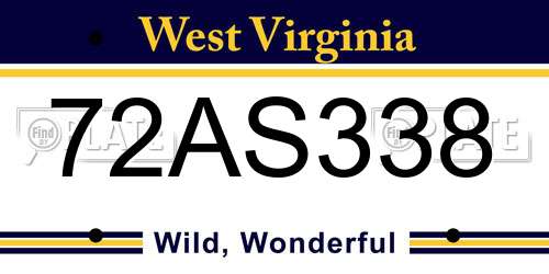 72AS338 West Virginia License Plate