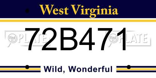 72B471 West Virginia License Plate