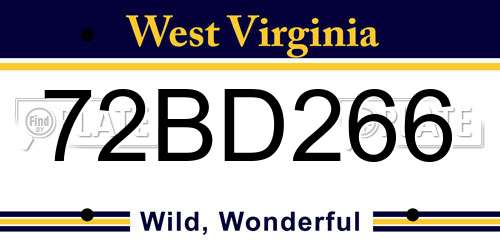 72BD266 West Virginia License Plate