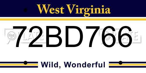 72BD766 West Virginia License Plate