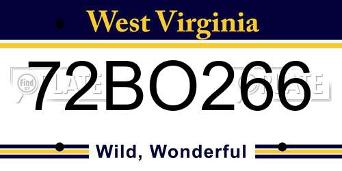 72BO266 West Virginia License Plate