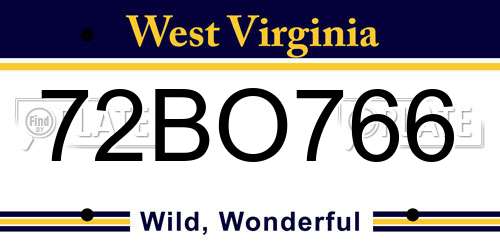 72BO766 West Virginia License Plate