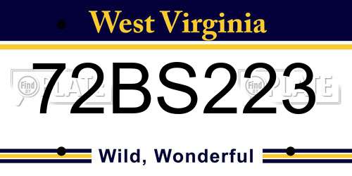 72BS223 West Virginia License Plate
