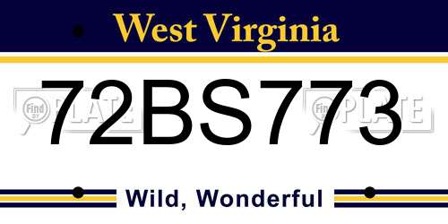 72BS773 West Virginia License Plate