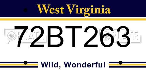 72BT263 West Virginia License Plate