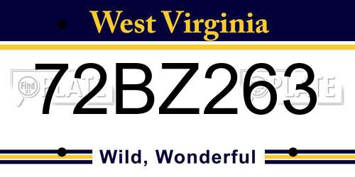 72BZ263 West Virginia License Plate
