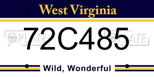 72C485 West Virginia License Plate
