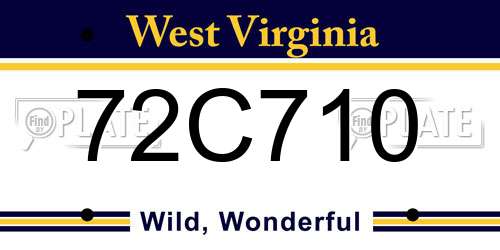 72C710 West Virginia License Plate