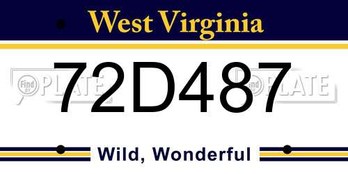 72D487 West Virginia License Plate