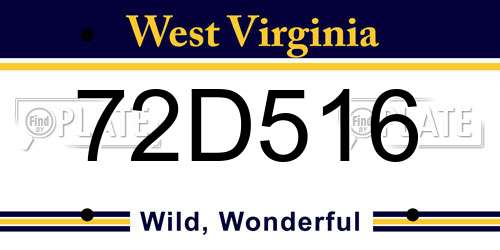 72D516 West Virginia License Plate