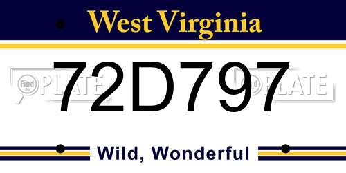 72D797 West Virginia License Plate