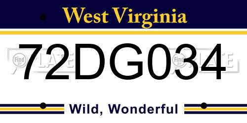 72DG034 West Virginia License Plate