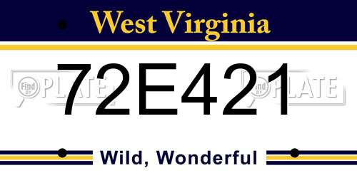 72E421 West Virginia License Plate