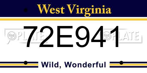 72E941 West Virginia License Plate