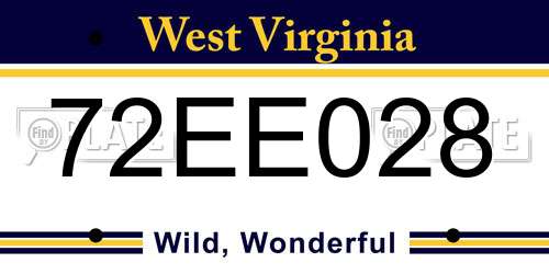 72EE028 West Virginia License Plate