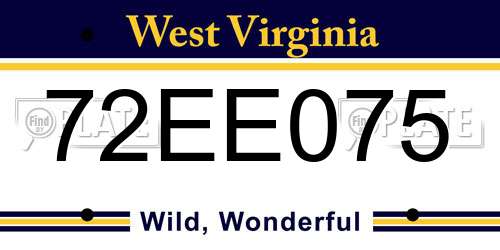 72EE075 West Virginia License Plate