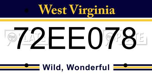 72EE078 West Virginia License Plate