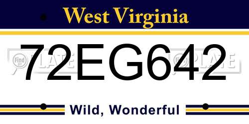 72EG642 West Virginia License Plate