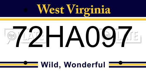 72HA097 West Virginia License Plate