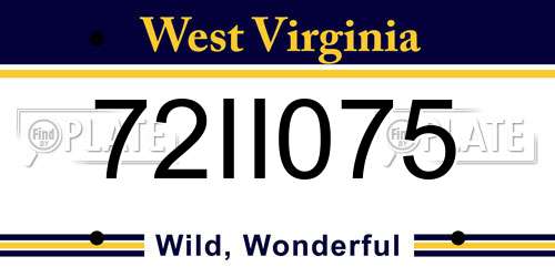 72II075 West Virginia License Plate