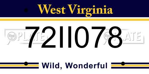 72II078 West Virginia License Plate