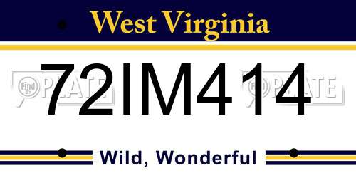 72IM414 West Virginia License Plate
