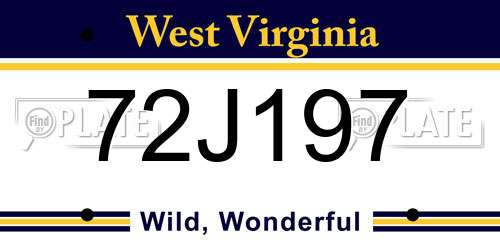 72J197 West Virginia License Plate