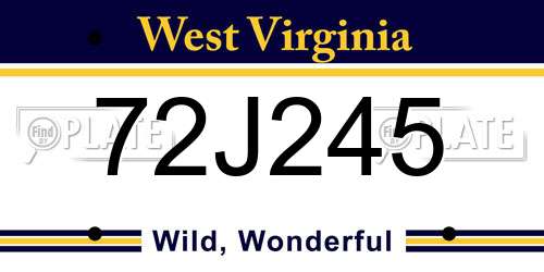 72J245 West Virginia License Plate