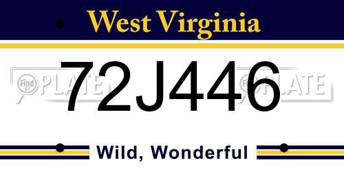 72J446 West Virginia License Plate