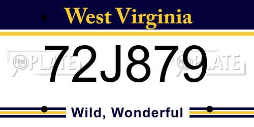 72J879 West Virginia License Plate