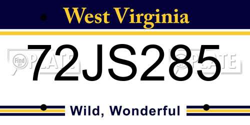 72JS285 West Virginia License Plate